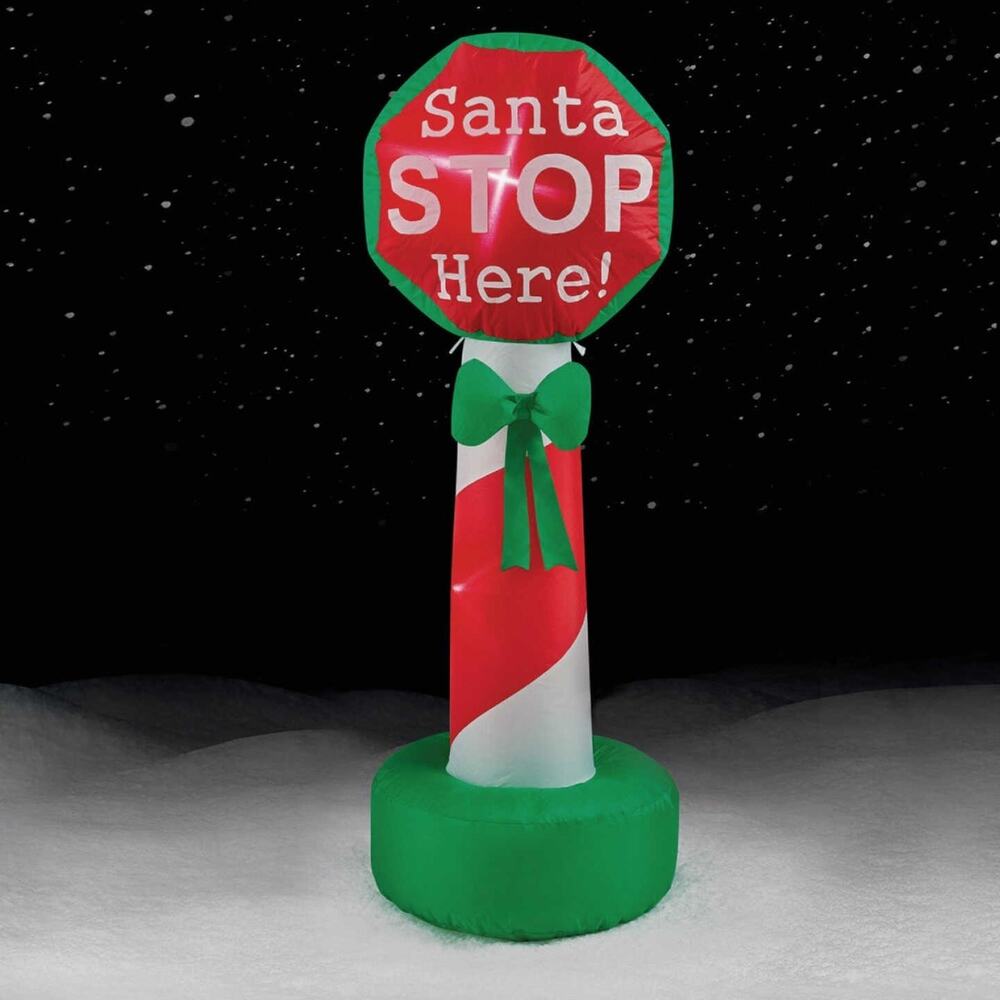 Brite Star 4 Ft. Santa Stop Here Sign Airblown Inflatable 49-110-67 Brite Star